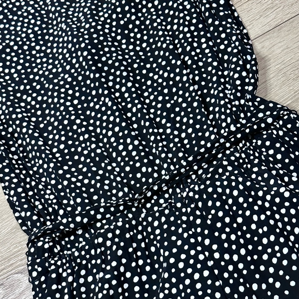 Loft Polka Dot Mock Wrap Tie Front Romper - Picture 13 of 13